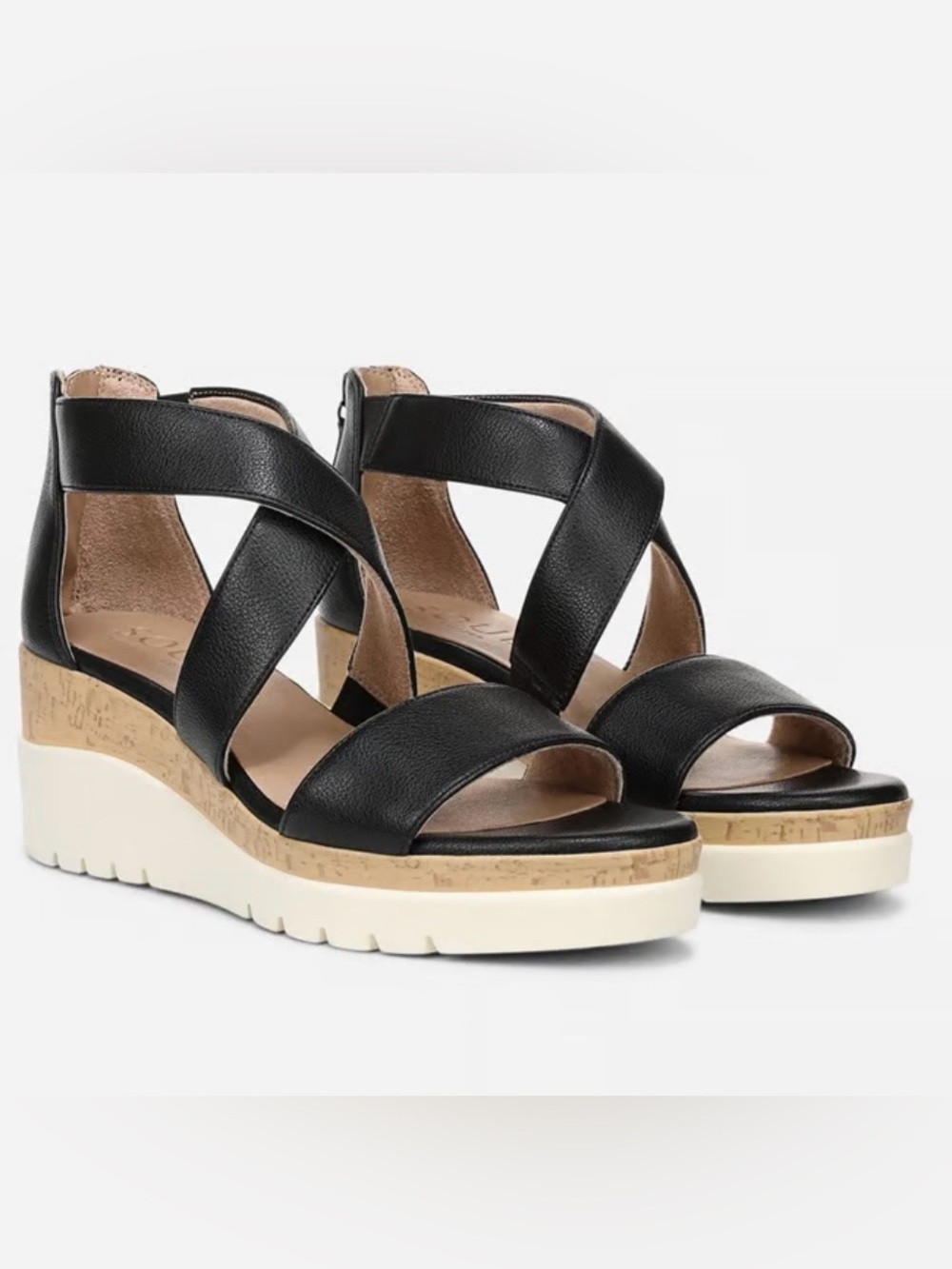 SOUL Naturalizer Good Times Black Strappy Wedge Sandals NIB, Sz. 8 Wide - Picture 2 of 12